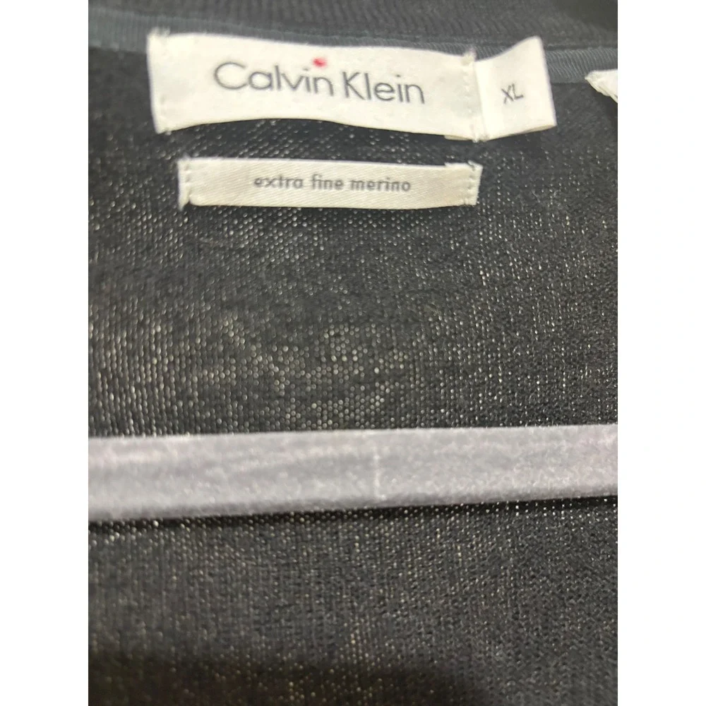 Calvin Klein Mens XL Extra Fine Merino Wool Cardigan, Academia, Preppy, Classic